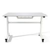 Height Adjustable Desk, Durable Laminate Top, Hand Crank, Casters, Powder Coated Steel Frame in White